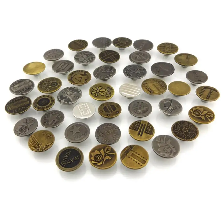 Высококачественные мужские и женские джинсы на пуговицах металлические