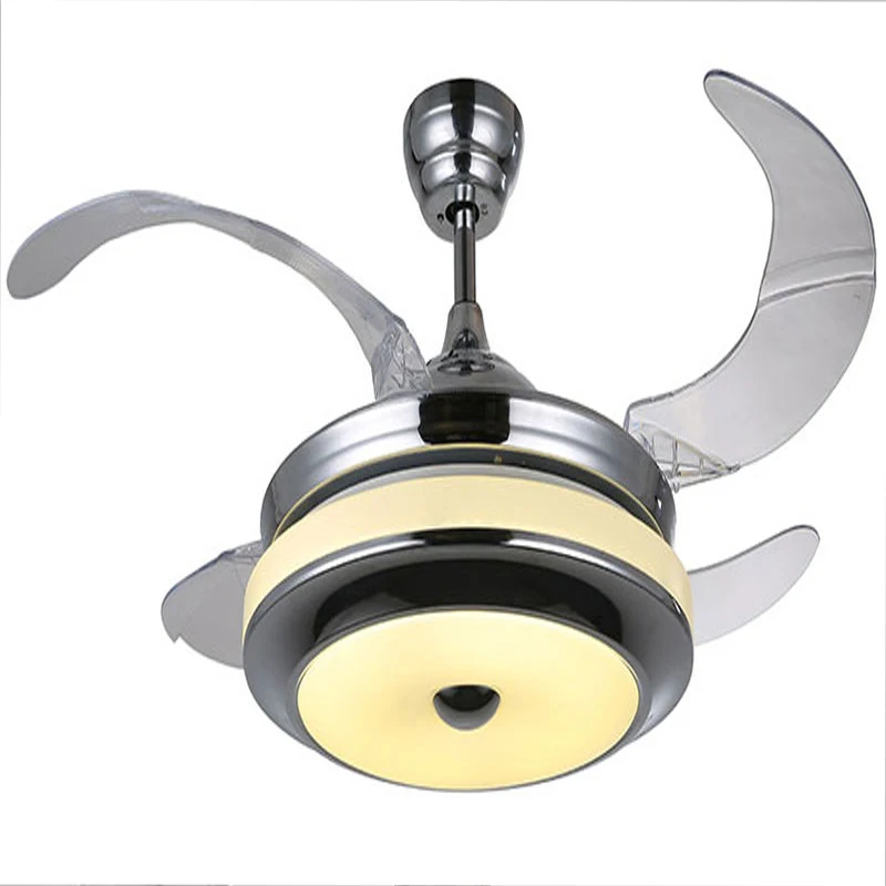 Выдвижные потолочные вентиляторы Y4205 Dimmable Три света Супер Тихий никелевый светодиодный потолочный вентилятор с лезвиями ABS