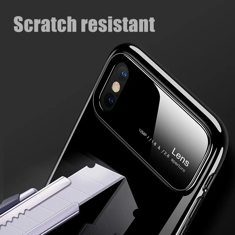 Роскошный зеркальный бронированный стеклянный чехол для iPhone X 6 6s 7 8 Plus