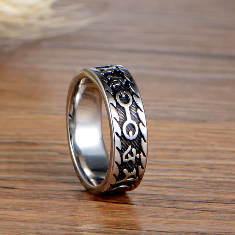 Men's Rings Size #7-#13 Titanium Sanskirt Mantra Words Retro Jewelry Vintage Band Ring for Men VR136 | Украшения и аксессуары