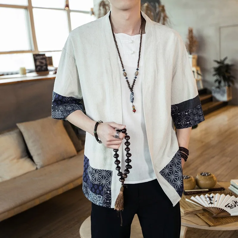 Кимоно мужская Японская уличная одежда yukata Мужская рубашка haori Мужская кимоно рубашка без рукавов традиционное японское кимоно одежда DZ2005