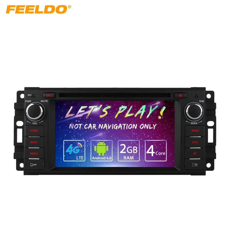 FEELDO 6 2 &quotAndroid 0 (64 бит) DDR3 2G/16G/4G LTE четырехъядерный автомобильный DVD GPS Радио для Jeep