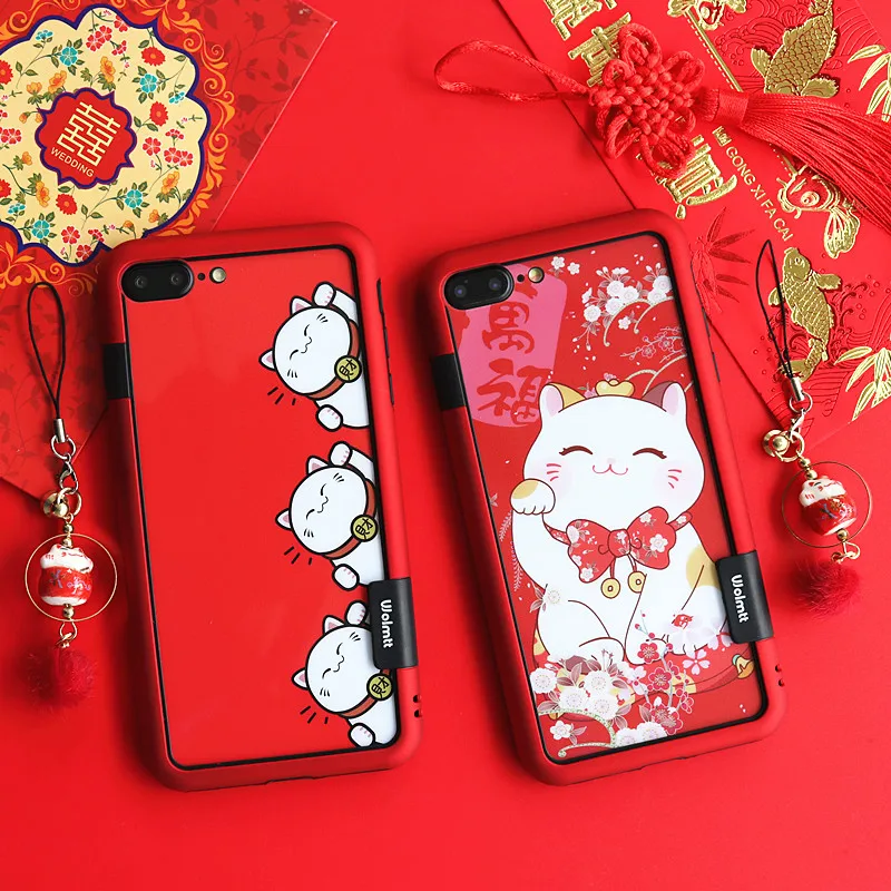 Для iphone XS max Lucky cat пленка из закаленного стекла + Мягкий бампер для X 7 7plus 6 6s P 8plus Кот
