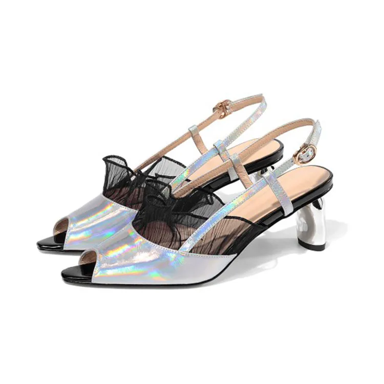 Женские босоножки из коровьей кожи MLJUESE синие пляжные на высоком каблуке с