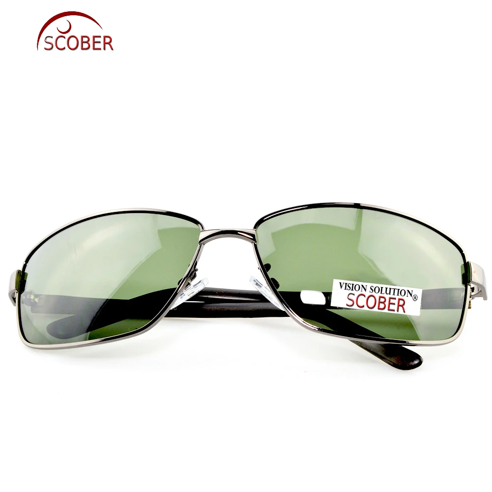 

= SCOBER= Nearsighted Minus Prescription Small Gunmetal Frame Wood Grain Tr90 Temple Polarized Sunglasses Custom Made -1 To -6