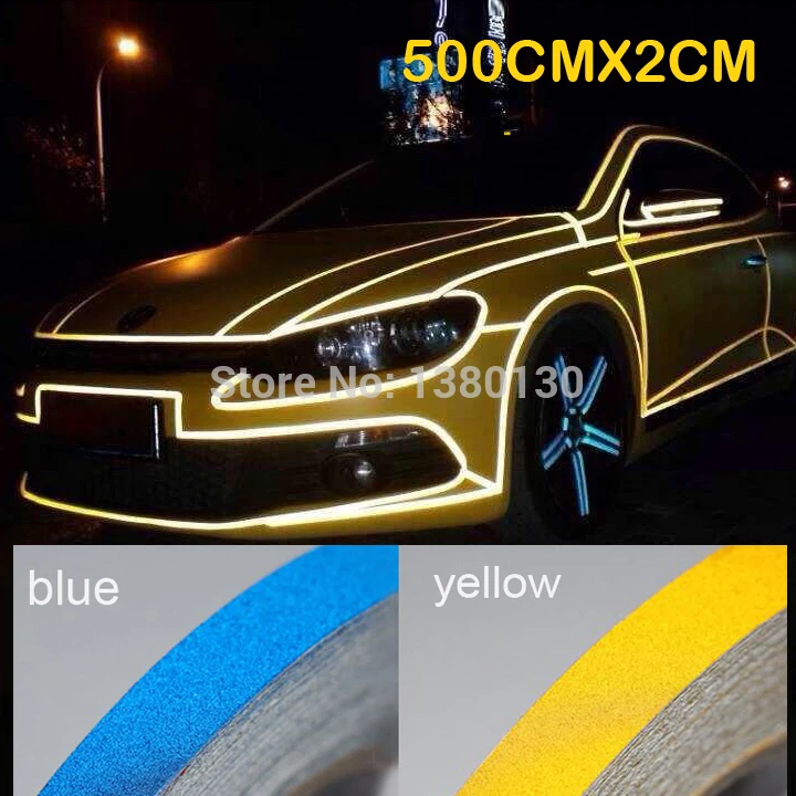 2 см X 500 клейкая наклейка для автомобиля Светоотражающая Лента наклейки Стайлинг