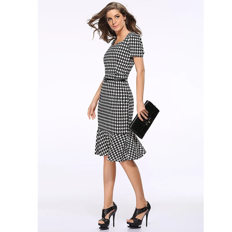 Western fashion design sexy lady slim dress Mermaid trumpet hem summer dresses vogue women vestido short sleeve V-neck bodycon | Женская