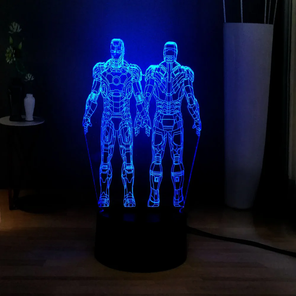 Amroe новинка 2019 3D LED USB сенсорный новый атмосферный Настольный светильник Marvel два