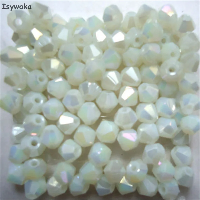 

Isywaka Non-hyaline White AB Color 100pcs 4mm Bicone Austria Crystal Beads charm Glass Beads Loose Spacer Bead Jewelry Making