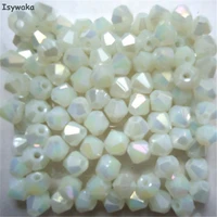 isywaka non hyaline white ab color 100pcs 4mm bicone austria crystal beads charm glass beads loose spacer bead jewelry making