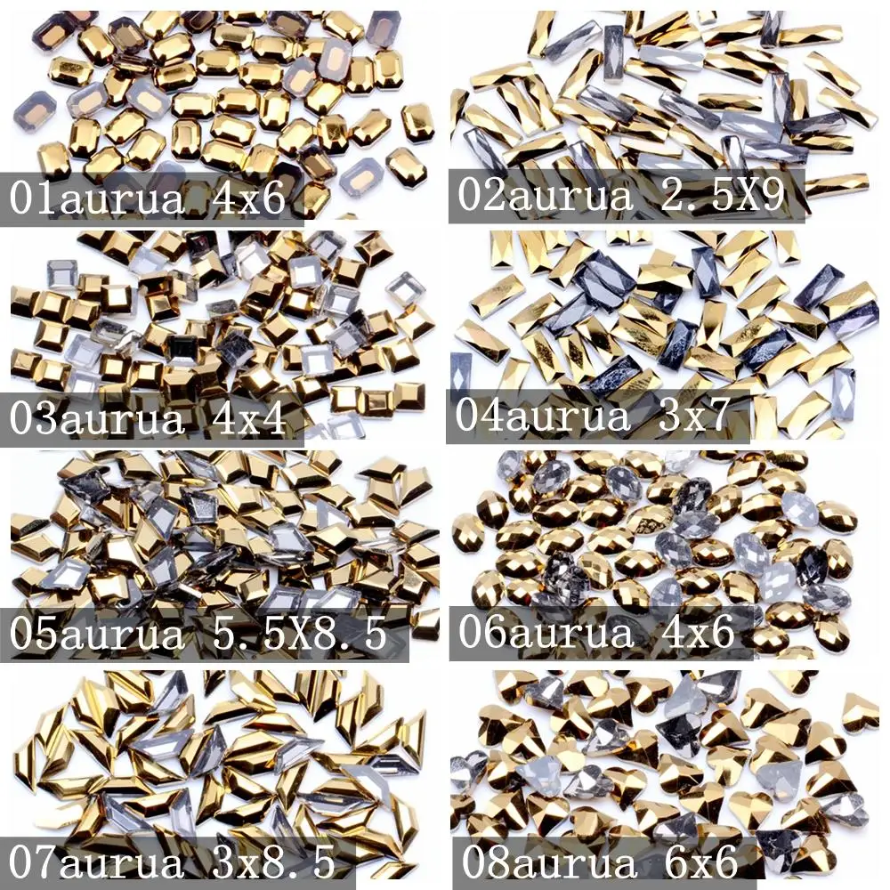 20 шт Aurum Nail Flatback Стразы супер-вспышка трапециевидная прямоугольная квадратная