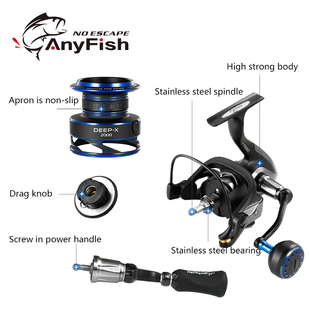 Рыболовная катушка для спиннинга ANYFISH модель 2000/3000/4000/5000/6000 10 + 1 шарикоподшипник