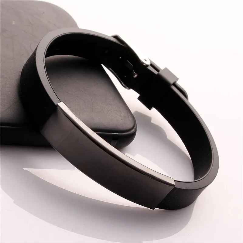 T6 AZIZ BEKKAOUI, персонализированные браслеты из нержавеющей стали для женщин, детей, резиновый ID браслет, мужские Парные браслеты, индивидуальный логотип - Окраска металла: T6