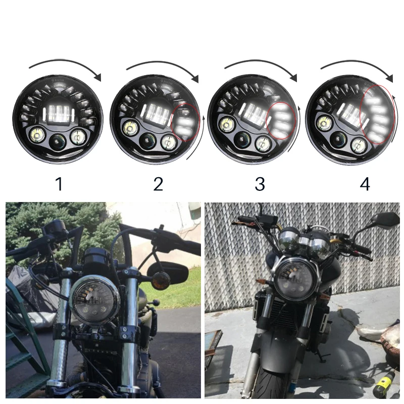 DOT утвержден 7 дюймовый светодиодный круглый адаптивный Moto rcycle светодиодные фары