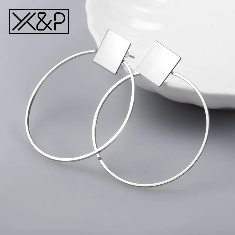Silver X& P простые золотые круглые висячие серьги с блестками для женщин, модные геометрические ювелирные изделия, большие длинные металлические висячие серьги с кисточками - Окраска металла: Silver