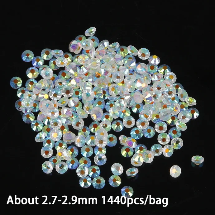 2.7-2.9mm 1440pcs 1440 шт прозрачные каменные SS3-SS30 разных размеров стеклянные прозрачные AB 3D Стразы для ногтей без горячей фиксации для рукоделия аксессуары для одежды - Цвет: 2.7-2.9mm 1440pcs