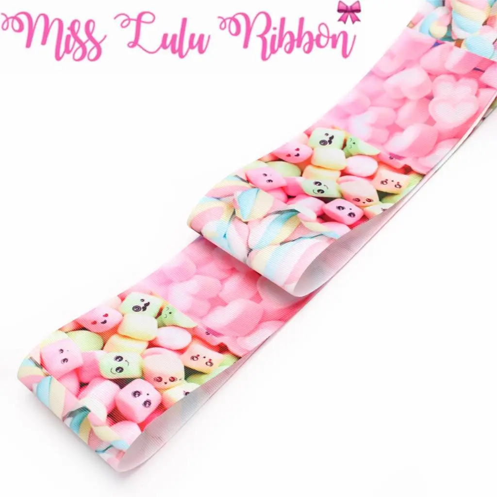 16mm-75mm Mexico Game Card Sweet Cotton Candy Printed Grosgrain/Elastic Ribbon DIY Hair Bows Funny Party Decor 50yards/roll | Дом и сад