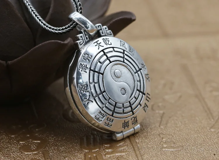 Новинка! 100% Серебро 925 фэншуй Yinyang коробка кулон Настоящее чистое серебро