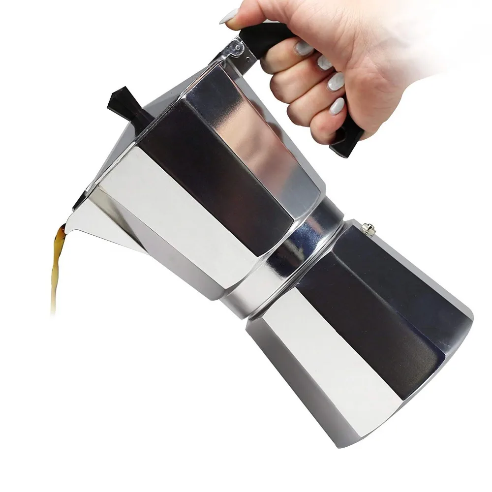 100/150/300/450/600ML Бытовая Алюминиевая гейзерная Кофеварка Кофе чайник плита кофеварка