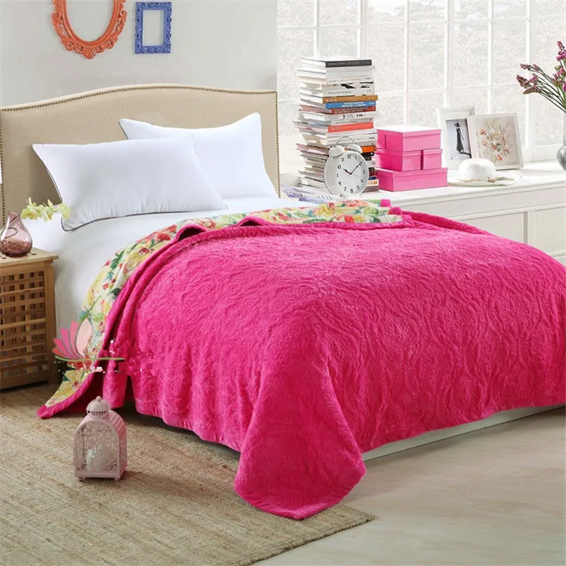 Тиснение Флисовое одеяло кристалл бархат и хлопок стеганое покрывало для
