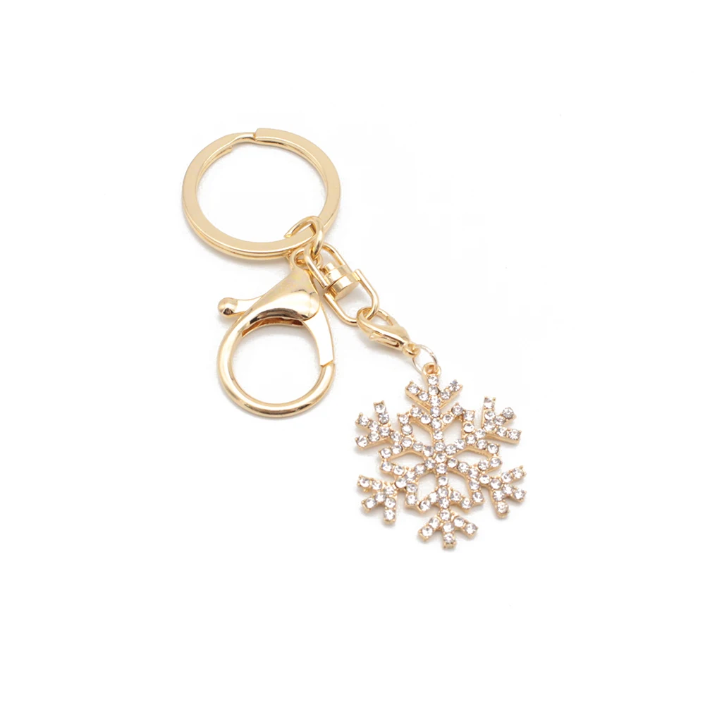 

ISKYBOB Fashion Xmas Snowflake Keychain Rhinestone Crystal Keyring Key Ring Chain Bag Pendant Bag Accessories