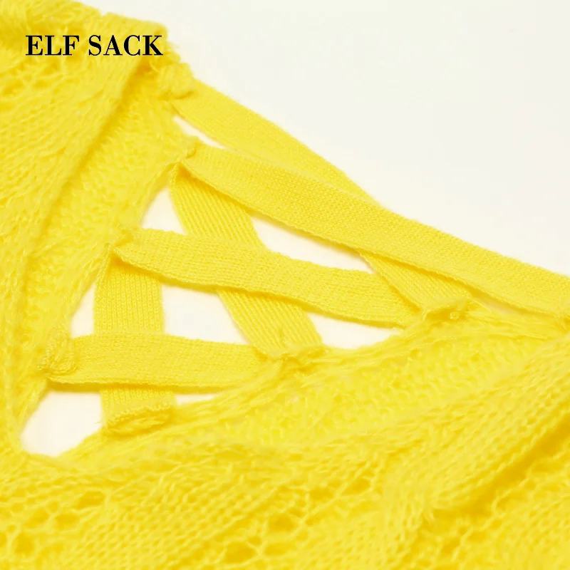 Женский вязаный свитер ELF SACK желтый однотонный костюм для офиса из двух частей
