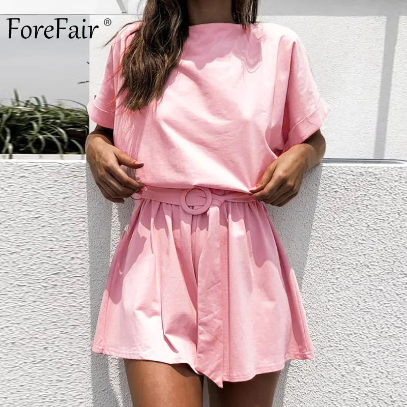 Forefair льняные шорты комбинезон на лето, свободные штаны с эластичной резинкой на талии, короткий рукав на шнуровке легкий костюм с шортами размера плюс с открытой спиной комбинезоны Для женщин