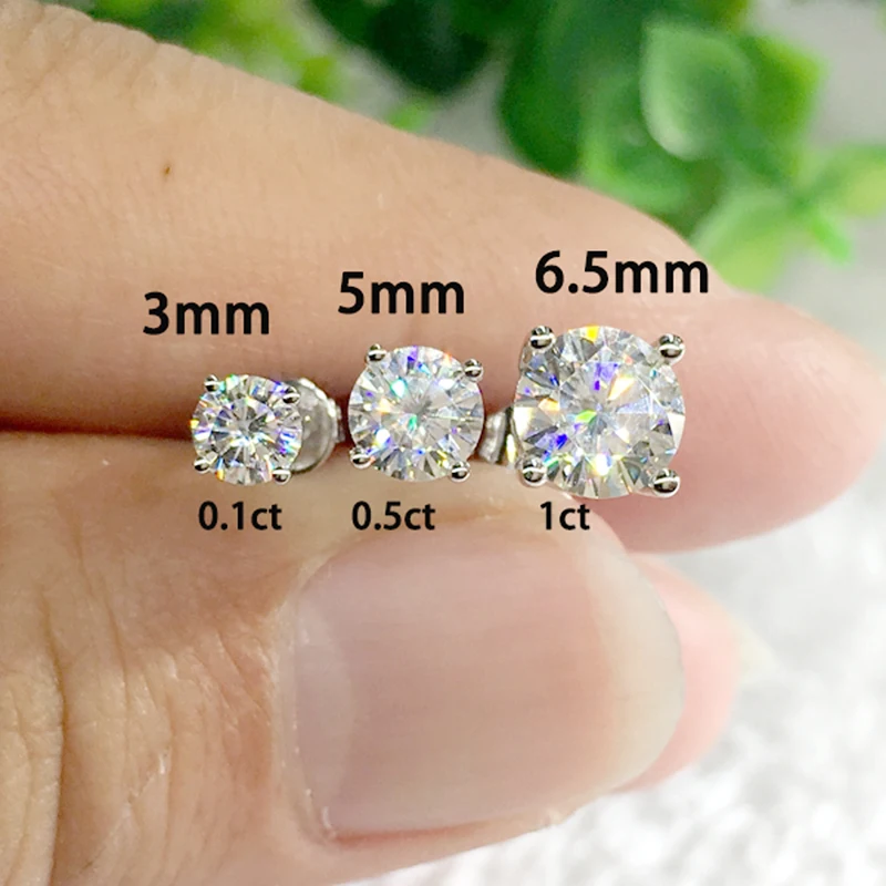 Genuine14K 585 Белое Золото Push Back 2 карат ctw F цветной Тест Положительный Лаборатория Grown Moissanite алмазные серьги для женщин