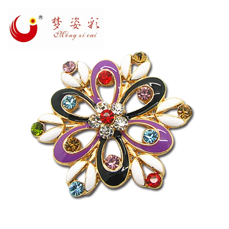 Женская брошь в форме цветка стразы Золотая из металлического сплава Корсажная