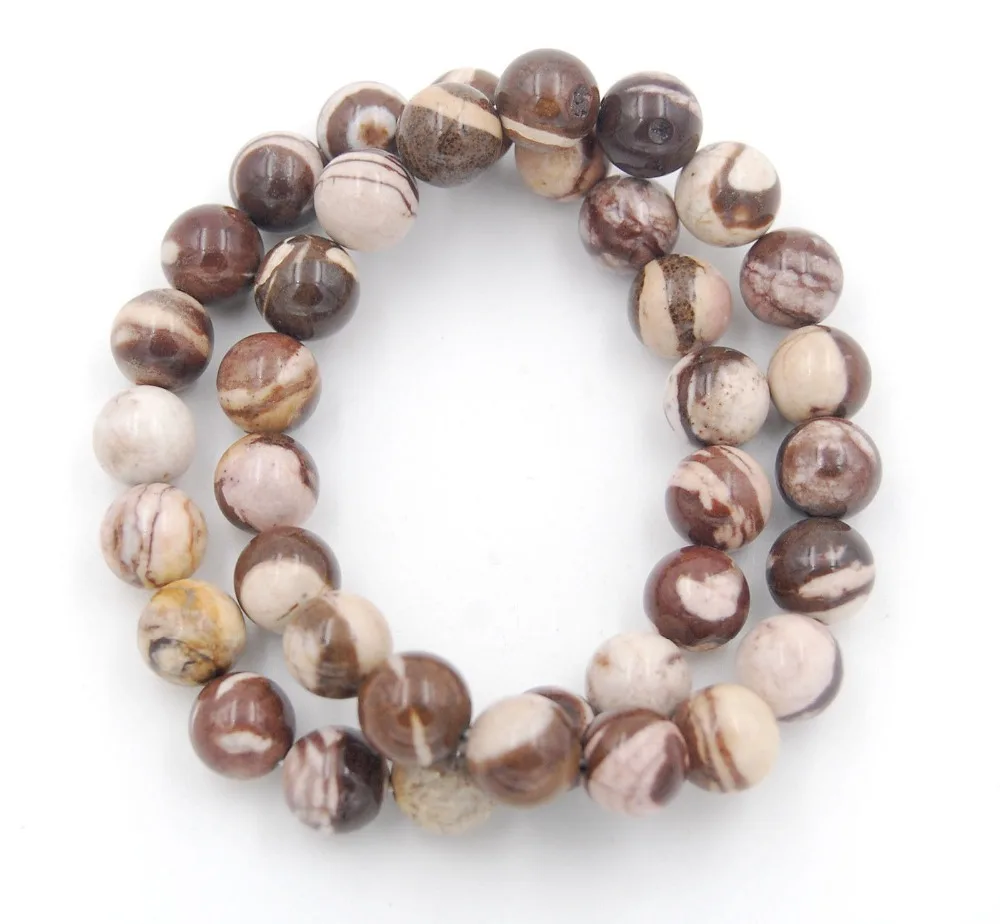 Natural Brown Zebra Jasper Gem stone Round Loose Beads Stretchy Bracelet Elastic Cord 7.5&quot 4mm 6mm 8mm 10mm 10pcs/Pack | Украшения и
