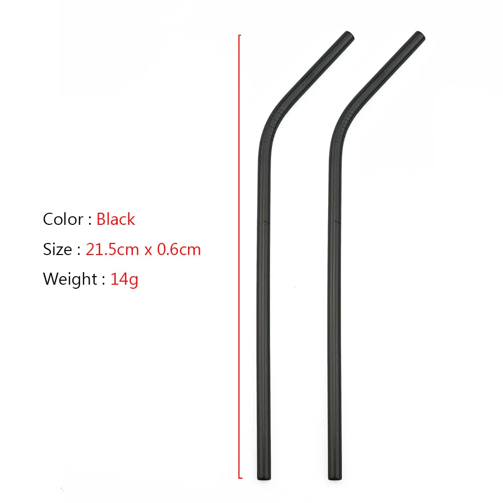 21.5cm Bend Back Jashii 2 шт./упак. красочное питье соломинки 304 Нержавеющая сталь прямые и изогнутые многоразового использования с кистью фрукты juicetea Кофе инструменты - Цвет: 21.5cm Bend Back