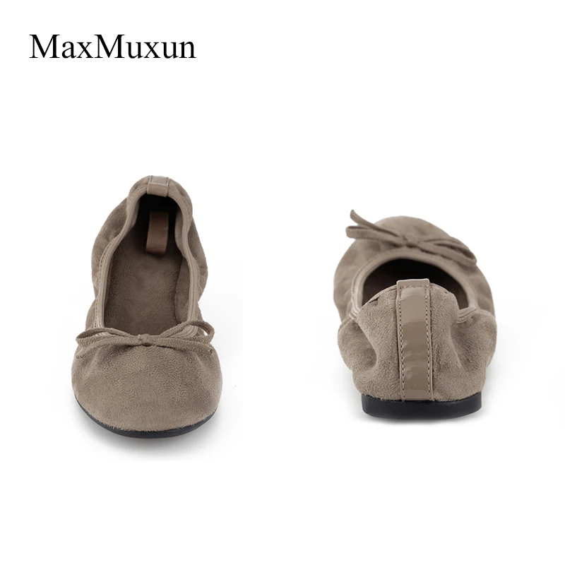 Женские складывающиеся балетки Maxmuxun черные эластичные с бантом вечерние туфли