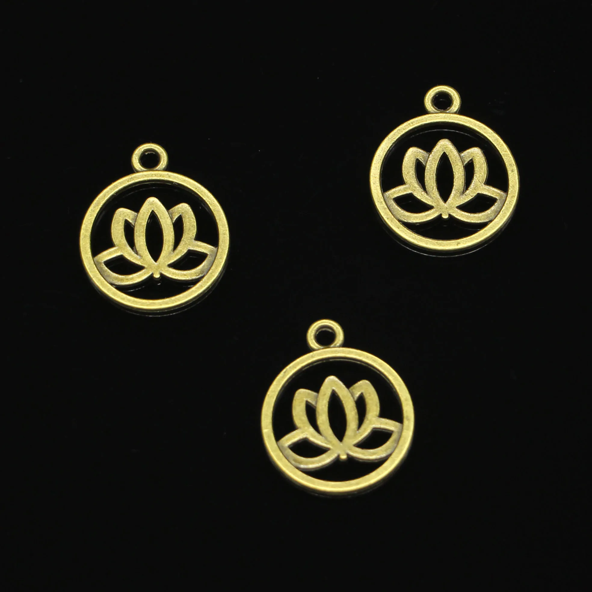15 шт Антикварные Бронзовые Подвески с цветком лотоса для DIY браслетов ювелирных