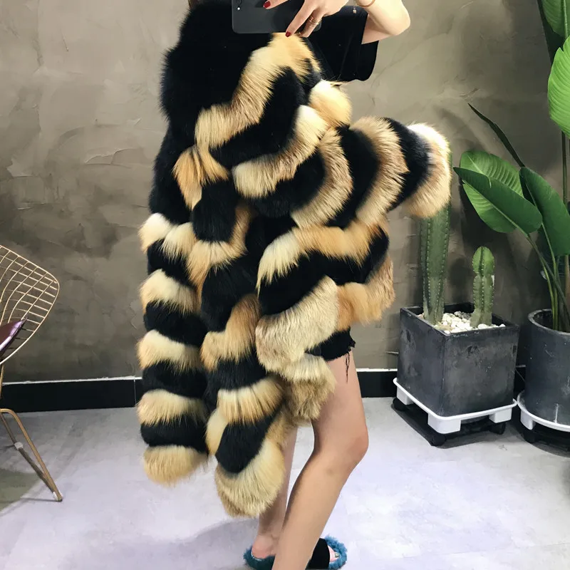 YINFEI Best Real Fox Fur Coat For Women Genuine Silver Outerwear Natural Jackets Waistcoat | Женская одежда