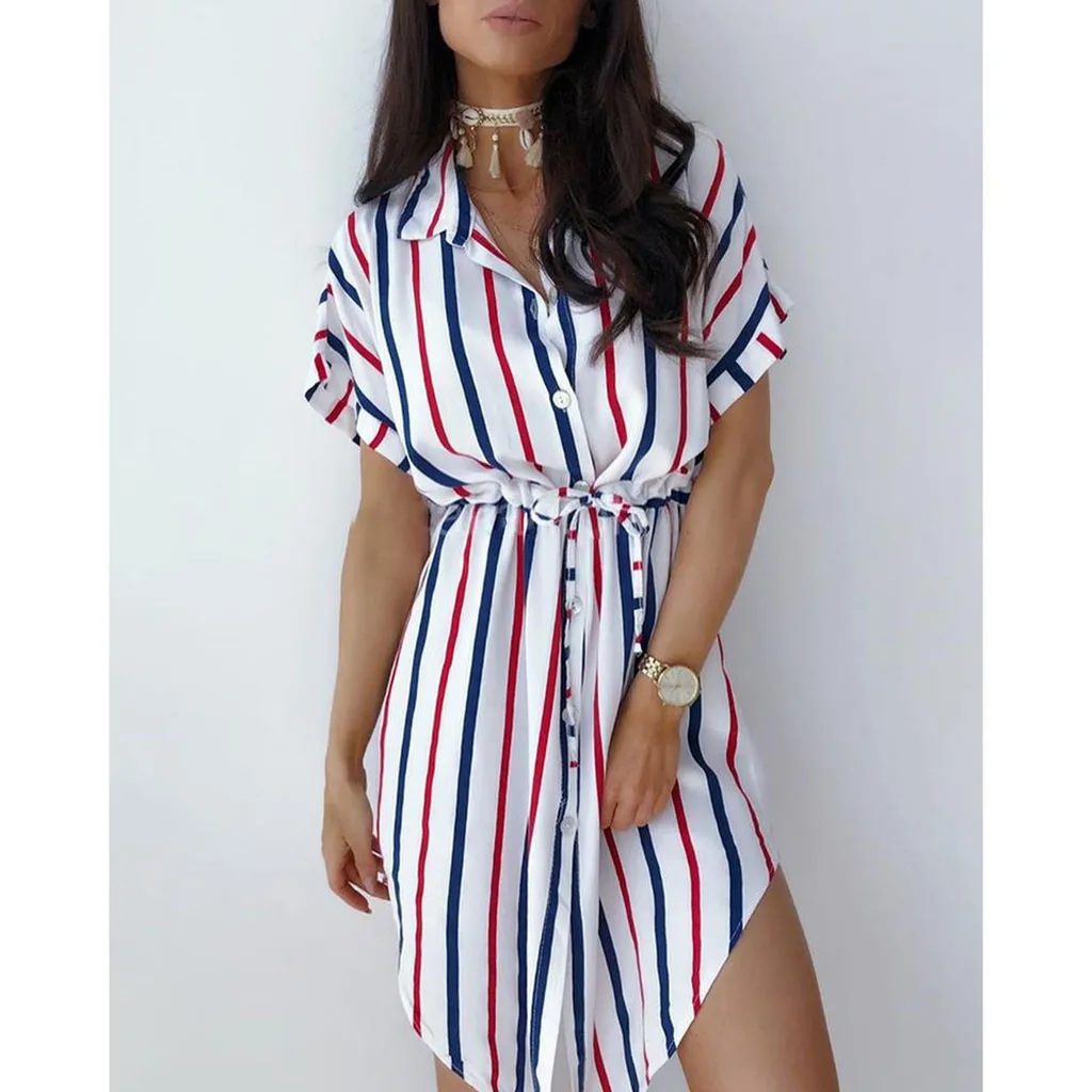 Женское платье с коротким рукавом летнее в полоску стиле бохо для вечеринки лето