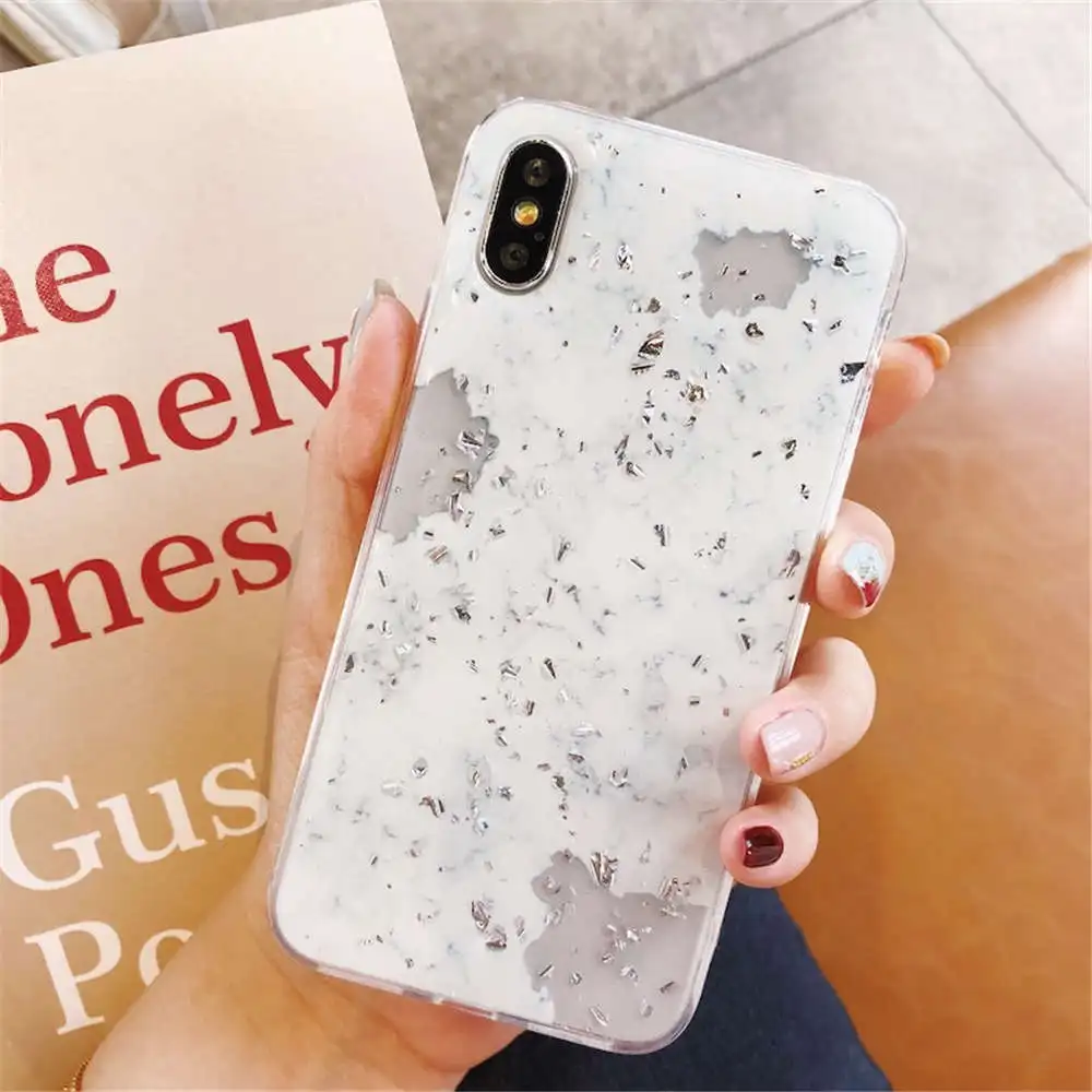 Suitable For Iphone 66s 6p 78 8p x Xs Xr Xsmax Gold Foil Marble Quiet Mobile Phone Case |