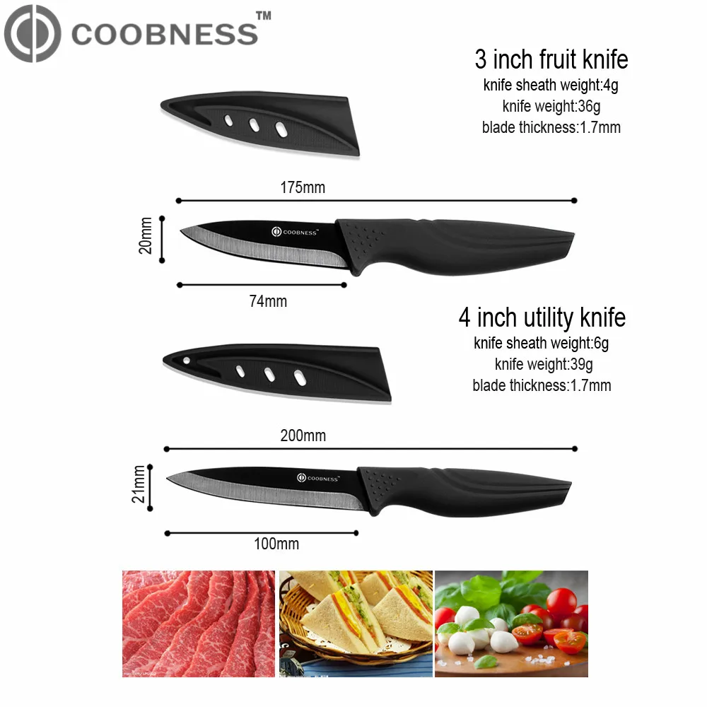 Новый керамический нож COOBNESS набор из 2 предметов кухонный с черным лезвием и