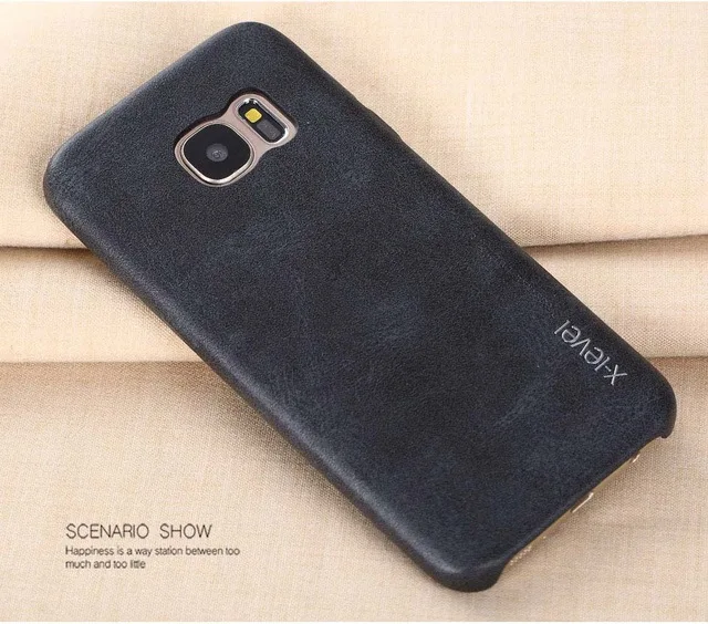 X-крышка с уровнем чехол для samsung Galaxy S7 Ретро Винтаж X уровень матовая кожа задняя защитная оболочка для samsung S7 Edge - Цвет: Black