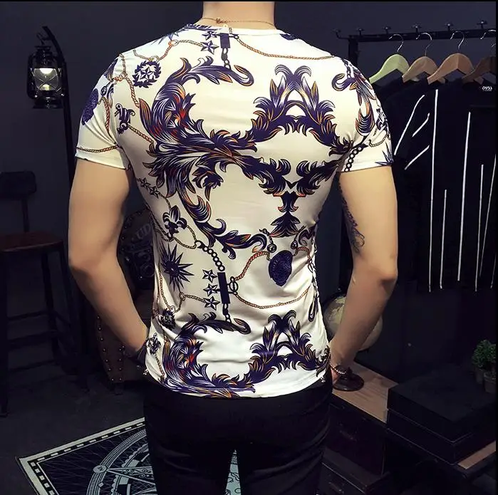Luxury Men's Summer Rayon Silk T Shirt Fashion Floral Print Slim T-Shirts Short Sleeve O-Neck Tee Soft Thin Shirts For Men | Мужская