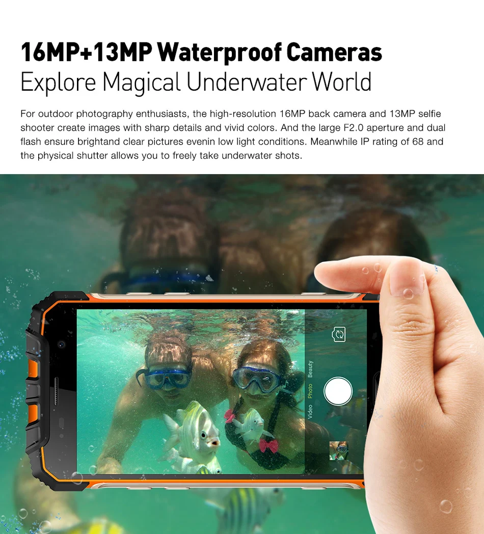 Ulefone Armor 2 5,0 ''IP68 Водонепроницаемый телефон MTK6757 Восьмиядерный Android 7,0 6 ГБ+ 64 ГБ 16 МП глобальная версия NFC 4700 мАч 4G смартфон