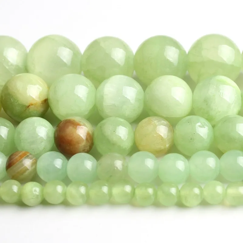 Живой Цветок Бисер из зеленого нефрита Круглый незакрепленный камень бусины для