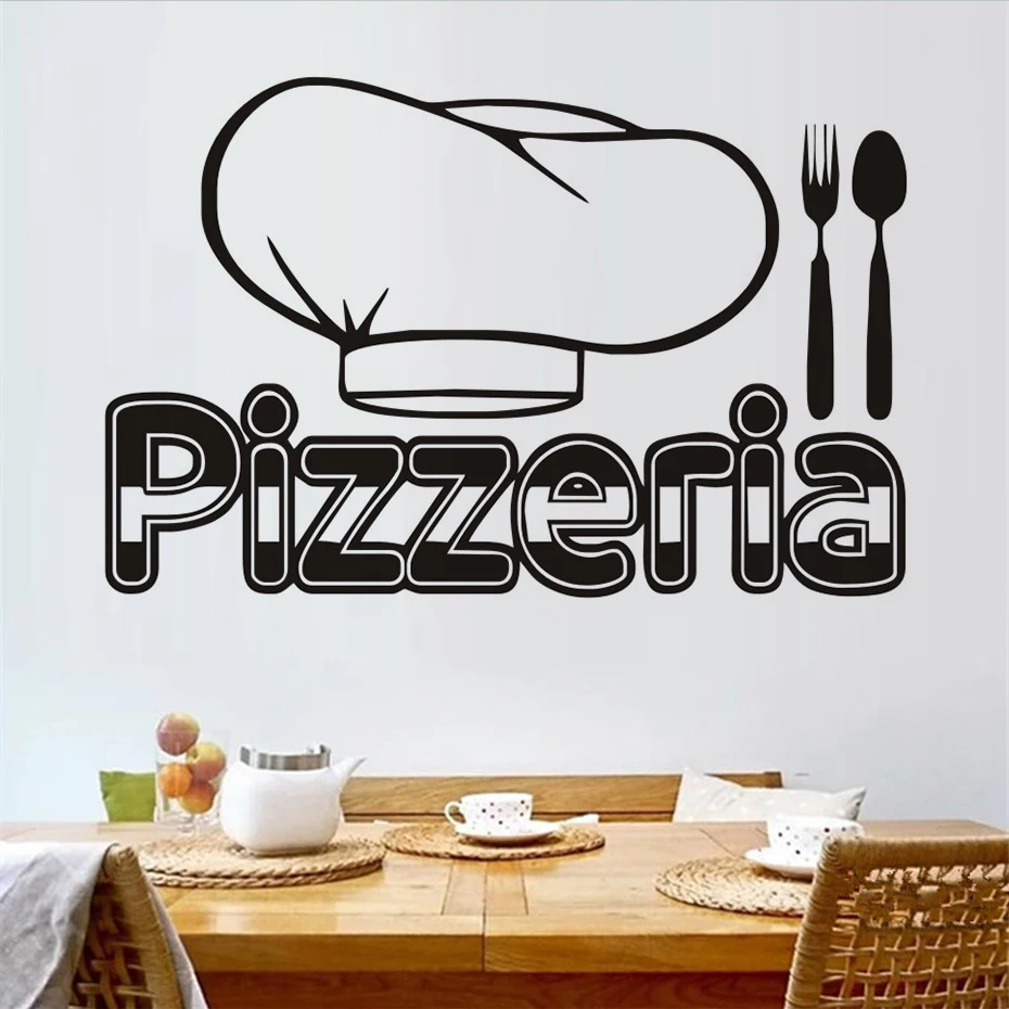 Pizzeria столовые приборы шеф повара шляпа настенная бумага наклейка съемный Винтаж