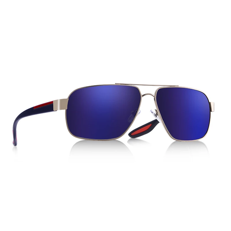 AOFLY дизайнерские модные крутые мужские Металлические поляризованные солнцезащитные очки ретро винтажный Стиль Солнцезащитные очки Квадратные TR90 эластичные зеркальные очки для ног - Цвет линз: C3Silver Blue mirror