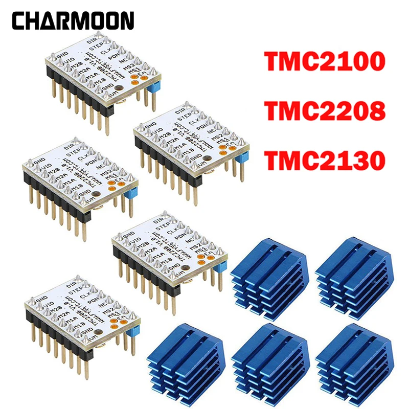 Шаговый двигатель TMC2100 V1.3 TMC2130 TMC2208 бесшумный драйвер StepStick тихая Отличная защита