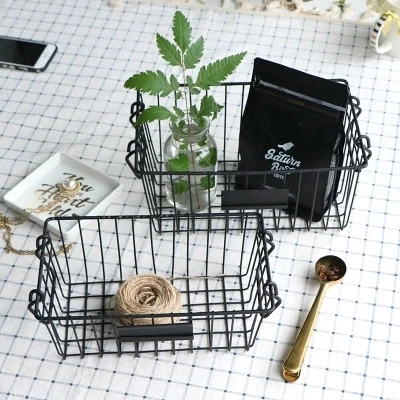 American Wrought Iron Retro Storage Basket Home Bathroom Kitchen Books Snacks Debris Fruit | Дом и сад