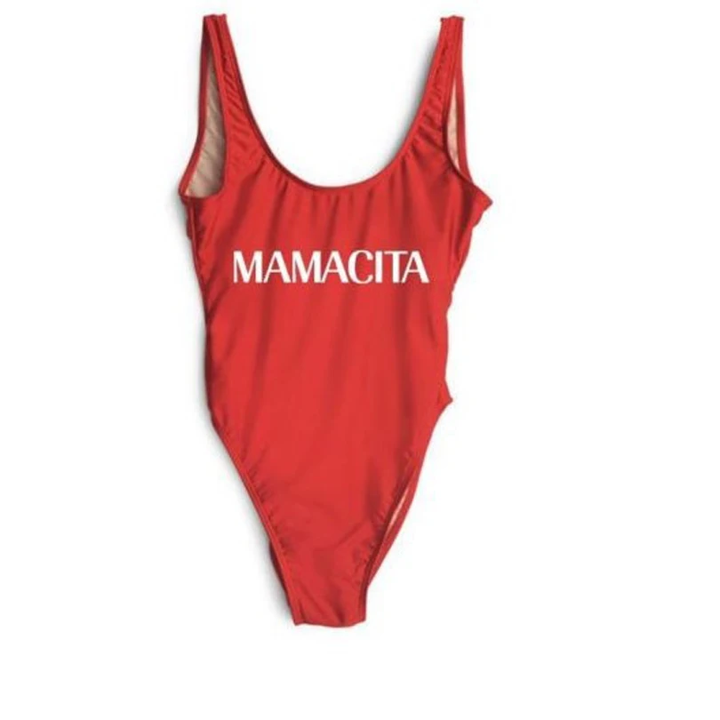 MAMACITA/красные женские боди сексуальный купальник с высоким вырезом монокини