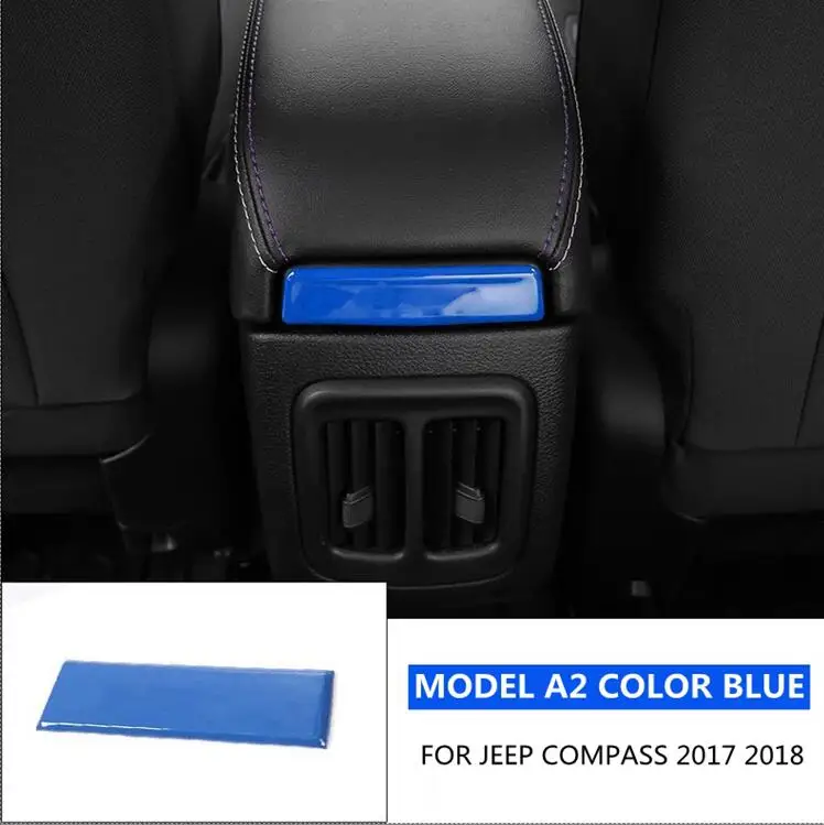 A2 Аксессуары для Jeep Compass Украшение коробки подлокотника молдинг крышка комплект отделка красный синий матовый яркий карбоновое волокно черный - Название цвета: A2