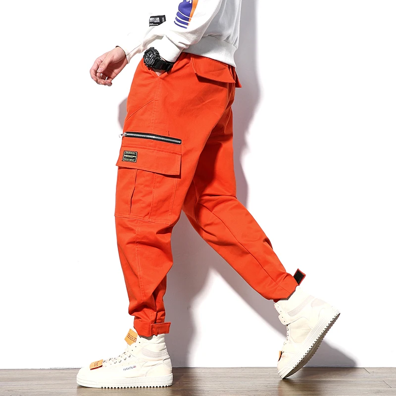 2020 Autumn Men Harajuku Cotton Multi-Pocket Safari Style Fashion Men's Jogger Cargo Pants Streetwear Trousers ABZ394 | Мужская