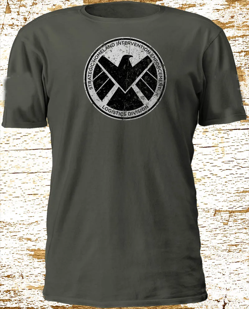 New S.H.I.E.L.D Shield Nick Fury Fire and Courage Sleeves T Shirt 2019 Design Summer Short Sleeve Men Homme Hip Hop | Мужская одежда