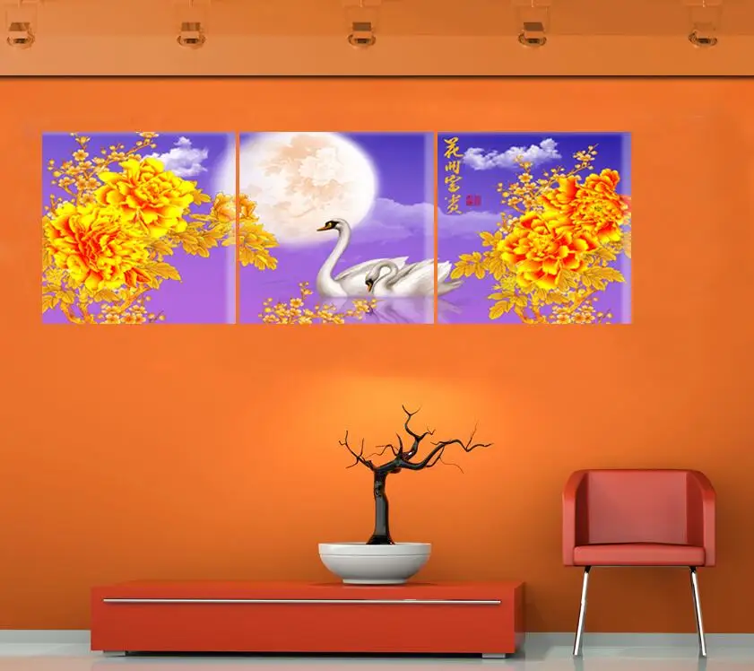 3 шт. декоративные картины на холсте лебедей|paint on canvas|art picturesmodern wall painting |